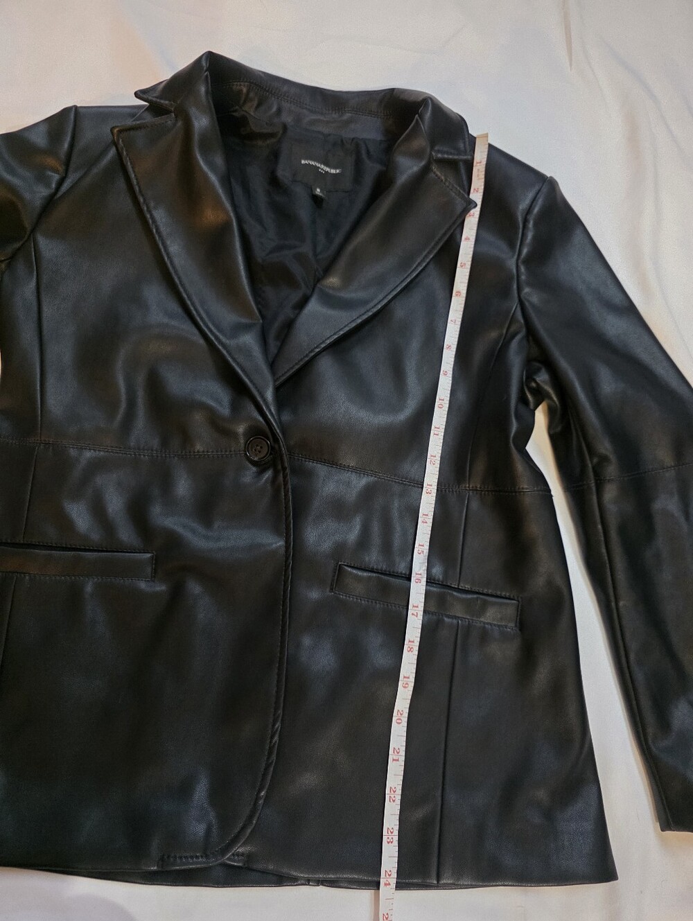 Banana Republic Faux Leather Blazer Jacket Black Women's 8 Petite Classic - Picture 11 of 11